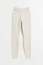 H & M - Cut-out-detail Sports Leggings - Beige