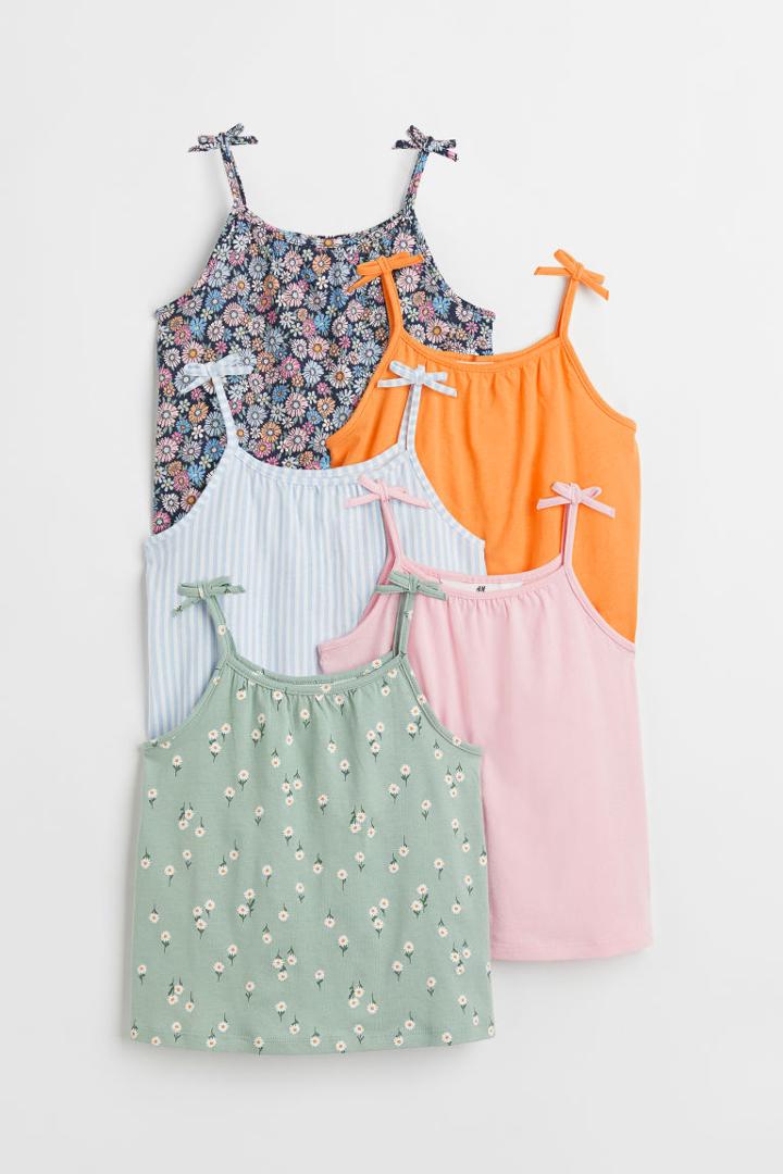 H & M - 5-pack Cotton Jersey Camisole Tops - Blue
