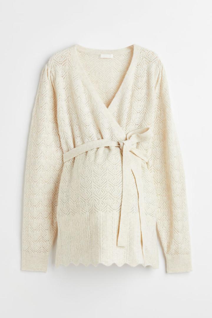 H & M - Mama Before & After Pointelle-knit Cardigan - Beige