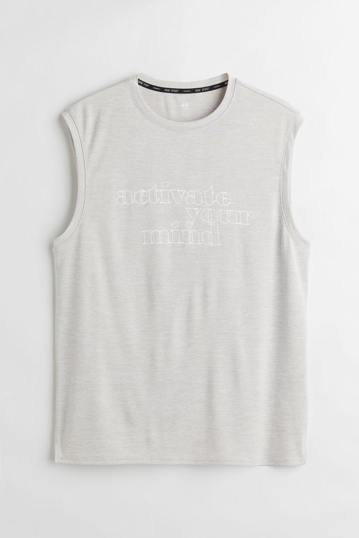 H & M - Relaxed Fit Fast-drying Sports Tank Top - Gray