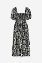 H & M - Smocked Jersey Dress - Black