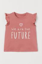 H & M - Flutter-sleeved Top - Pink