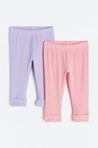 H & M - 2-pack Adjustable-fit Leggings - Purple