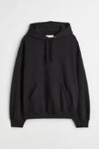 H & M - Oversized Fit Cotton Hoodie - Black