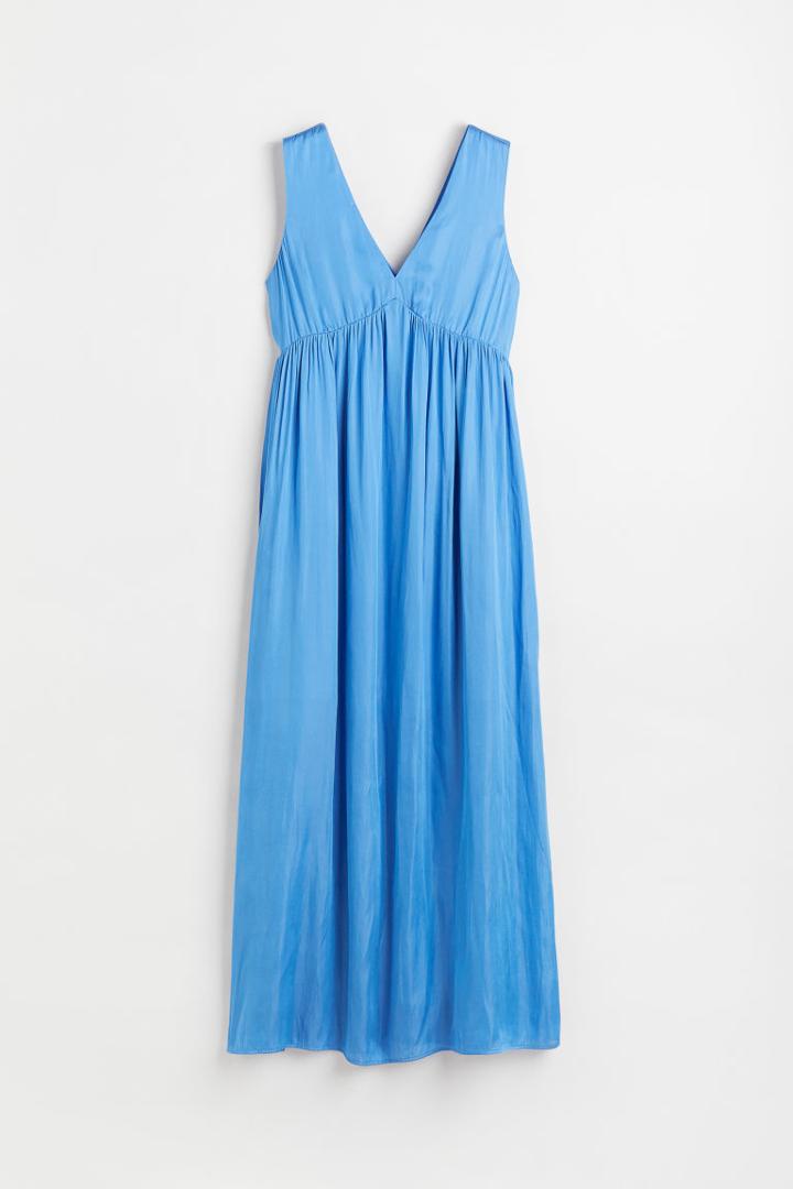 H & M - Long V-neck Dress - Blue