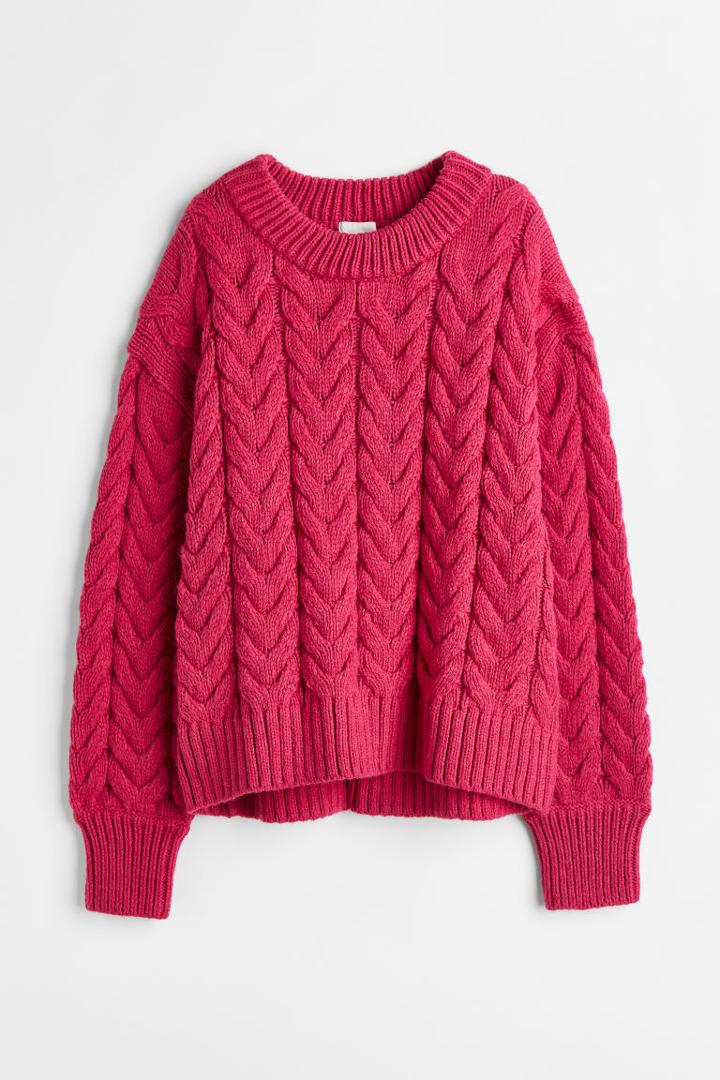 H & M - H & M+ Cable-knit Sweater - Pink