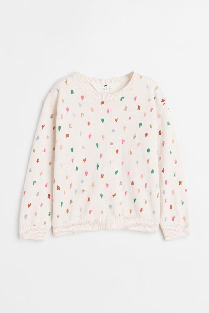 H & M - Fine-knit Cotton Sweater - White