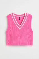H & M - Rib-knit Sweater Vest - Pink
