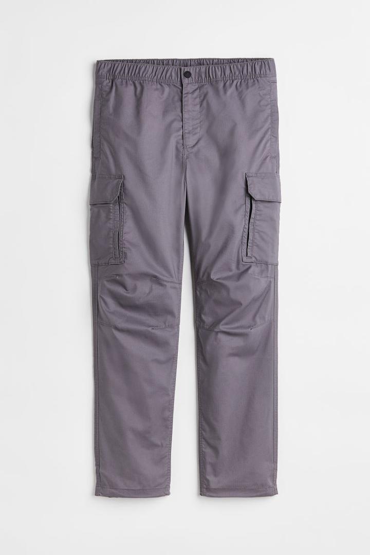 H & M - Regular Fit Ripstop Cargo Pants - Gray