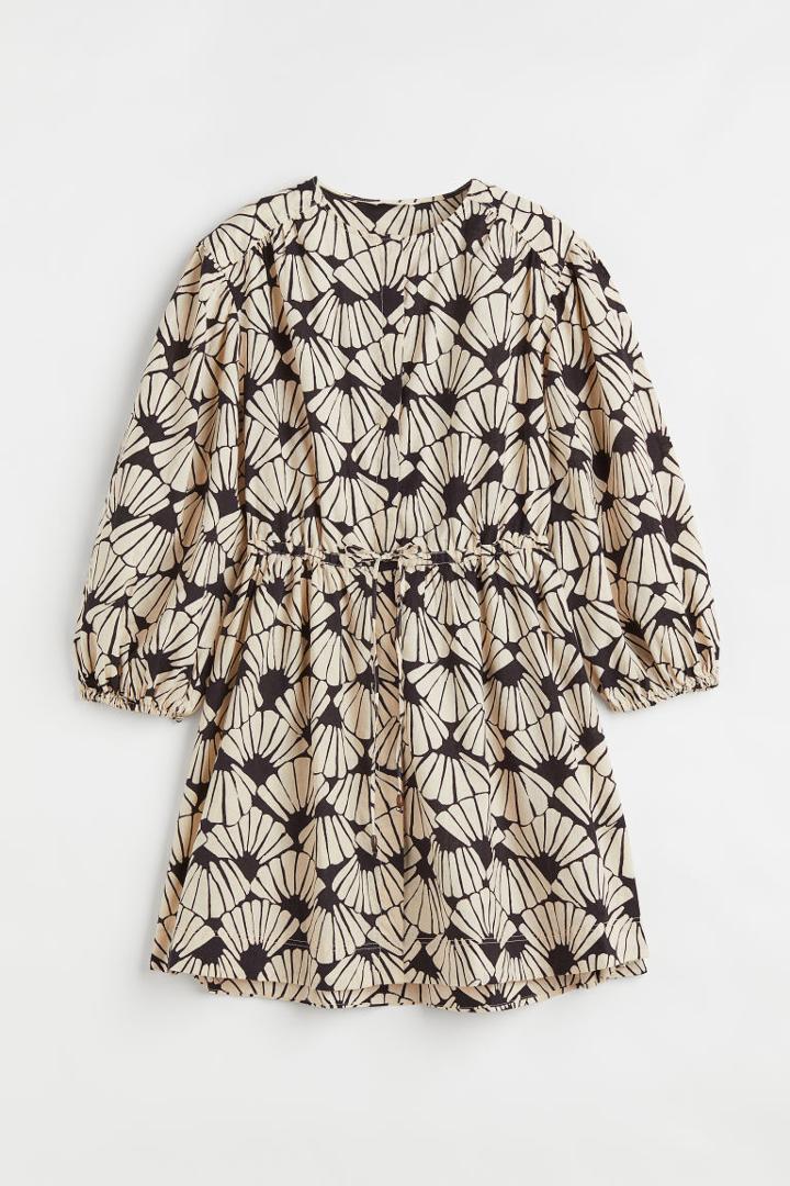 H & M - Short Linen-blend Dress - Gray