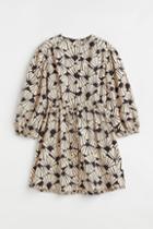 H & M - Short Linen-blend Dress - Gray