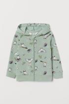 H & M - Printed Hooded Jacket - Green