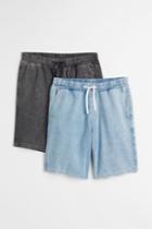 H & M - 2-pack Regular Denim Jogger Shorts - Blue