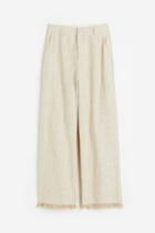 H & M - Fringe-trimmed Linen-blend Trousers - Beige