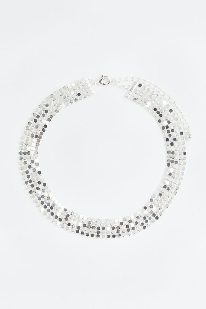 H & M - Short Metal-disc Necklace - Silver