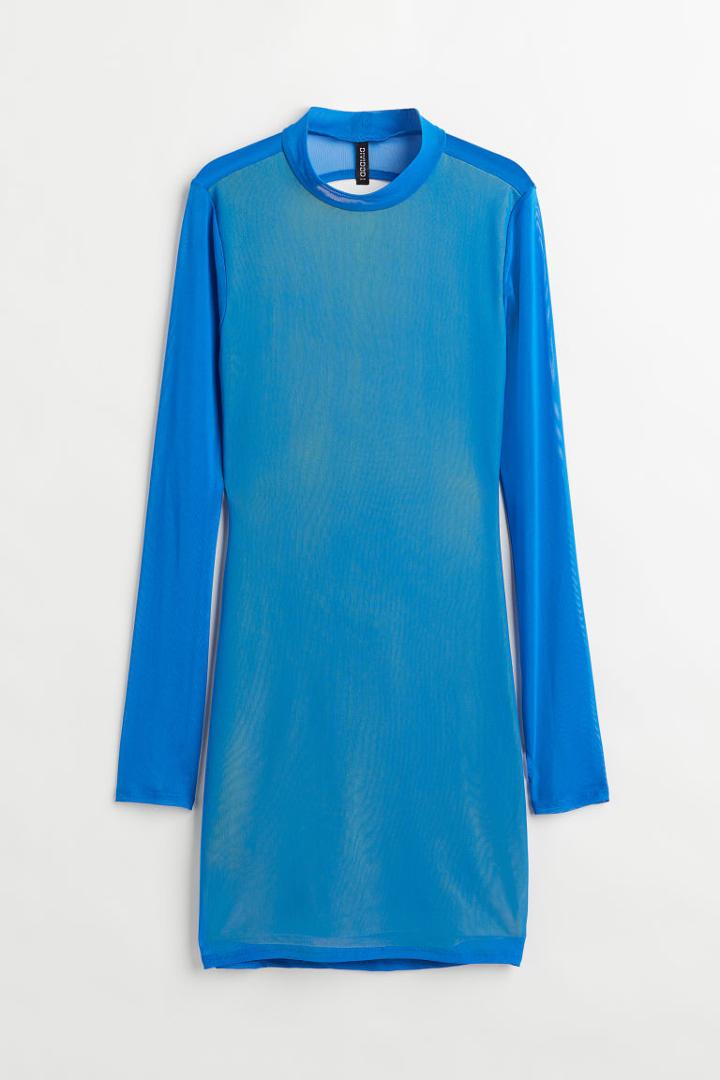 H & M - Open-backed Mesh Dress - Blue