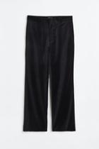 H & M - Regular Fit Velour Pants - Black