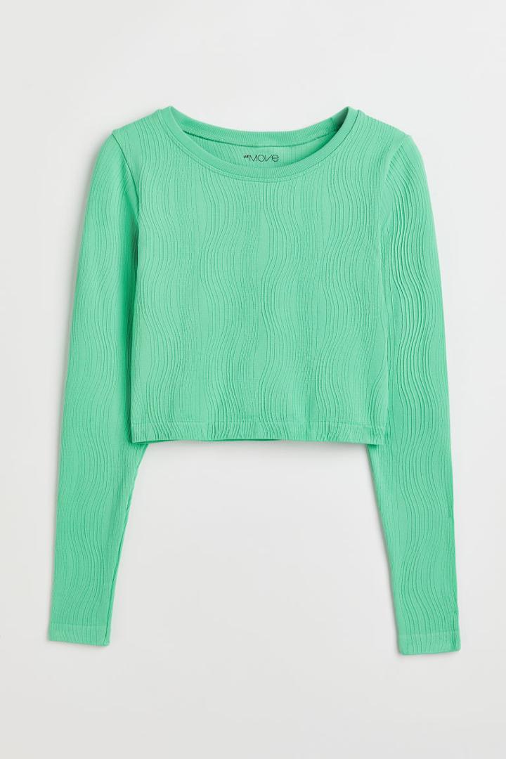 H & M - Seamless Sports Crop Top - Green