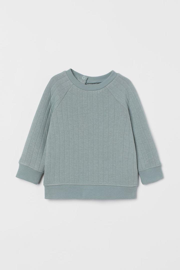 H & M - Quilted Sweatshirt - Turquoise