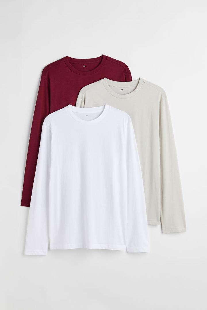 H & M - 3-pack Regular Fit Jersey Shirts - White