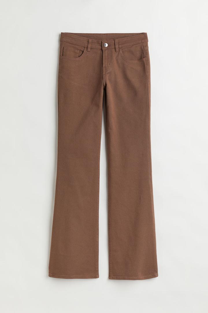 H & M - Low Waist Flared Twill Pants - Beige