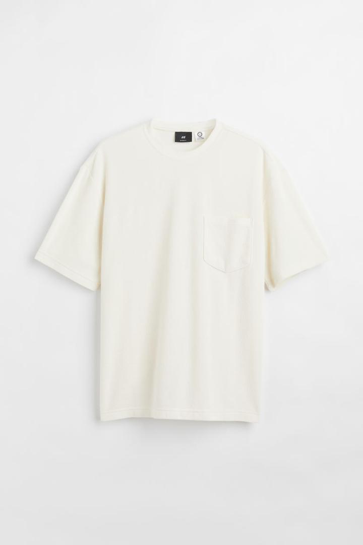 H & M - Relaxed Fit Terry T-shirt - White