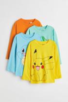 H & M - 4-pack Long-sleeved Printed Shirts - Yellow