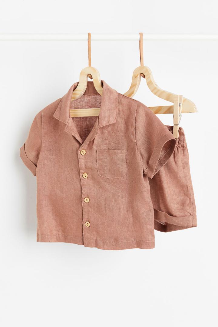 H & M - 2-piece Linen Set - Orange