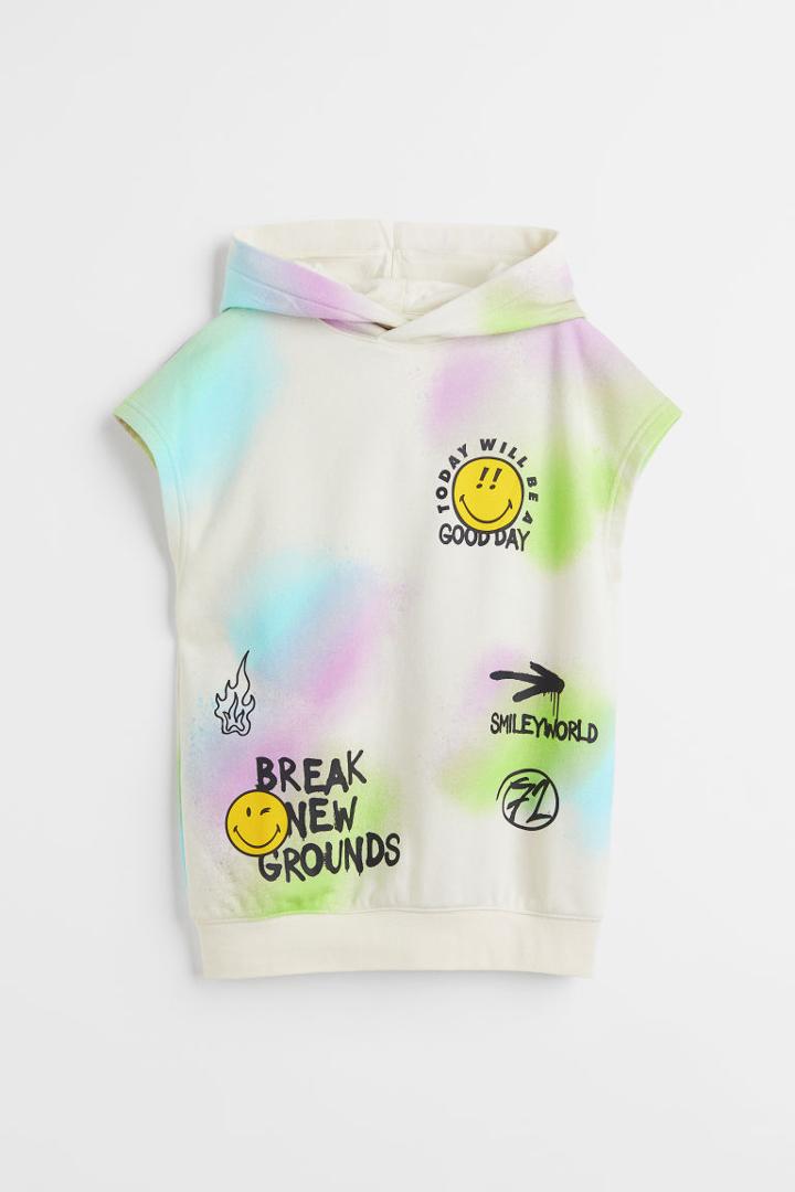 H & M - Printed Hoodie - White