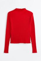 H & M - H & M+ Long-sleeved Ribbed Top - Red