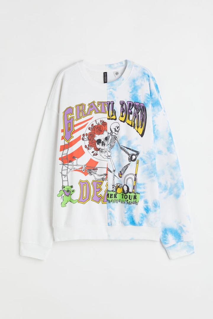 H & M - Printed Sweatshirt - White