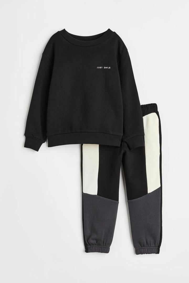 H & M - 2-piece Shirt And Joggers Set - Black