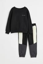 H & M - 2-piece Shirt And Joggers Set - Black