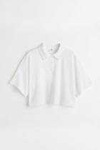 H & M - Cropped Polo Shirt - White