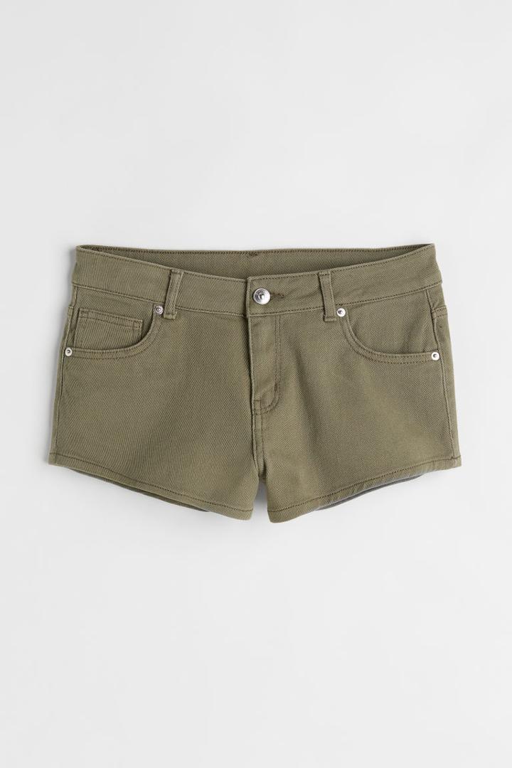 H & M - Low Waist Twill Shorts - Green