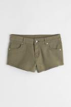 H & M - Low Waist Twill Shorts - Green