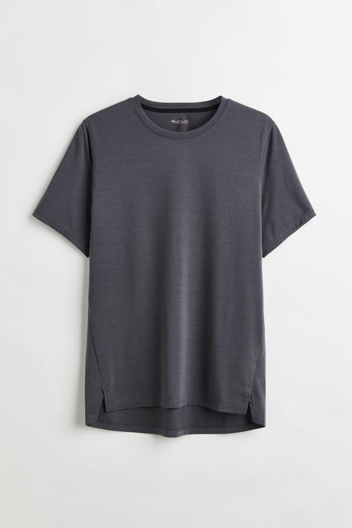 H & M - Regular Fit Short-sleeved Sports Shirt - Gray
