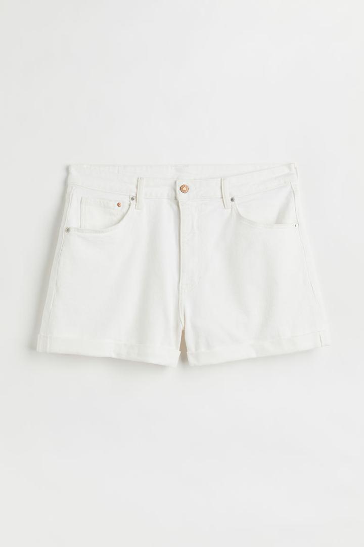 H & M - H & M+ Mom Ultra High Denim Shorts - White