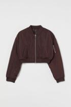H & M - Crop Bomber Jacket - Brown