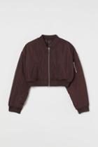 H & M - Crop Bomber Jacket - Brown