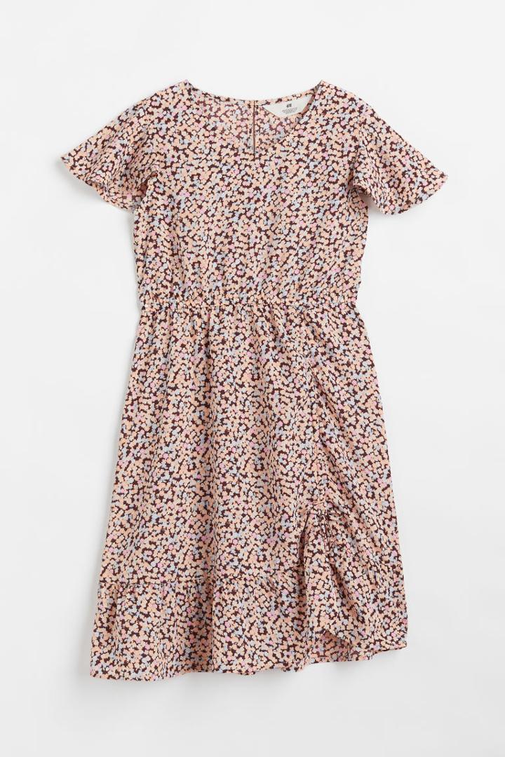 H & M - Flounce-hem Dress - Orange