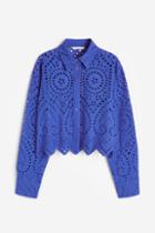 H & M - Eyelet Embroidered Shirt - Blue