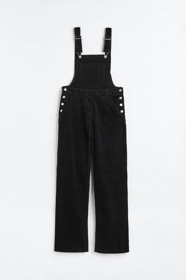 H & M - Cotton Corduroy Overalls - Black