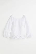 H & M - Blouse With Eyelet Embroidery - White