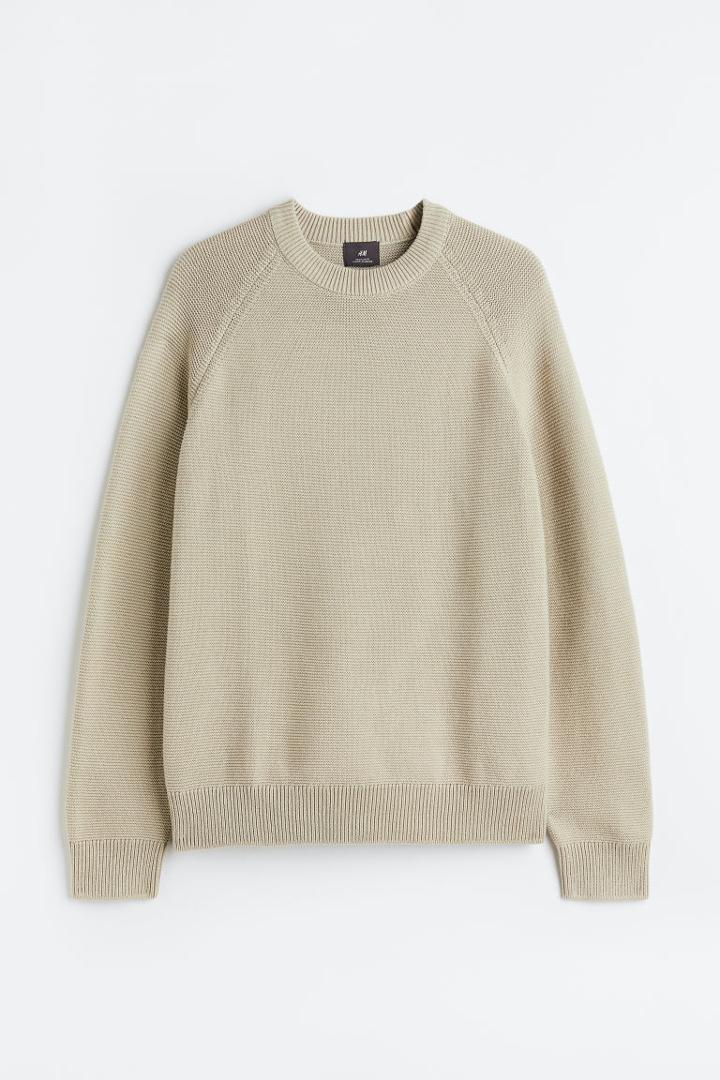 H & M - Regular Fit Cotton Sweater - Beige