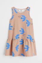 H & M - Patterned Jersey Dress - Beige