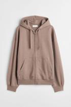 H & M - Oversized Fit Hooded Cotton Jacket - Brown