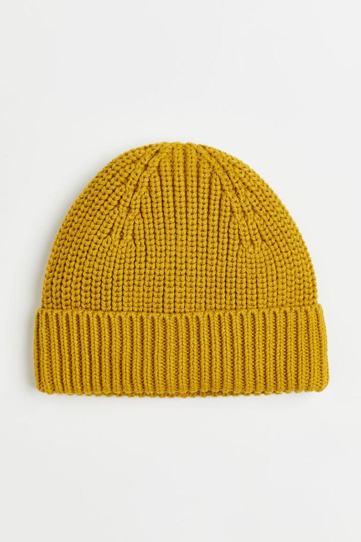 H & M - Knit Cotton Hat - Yellow
