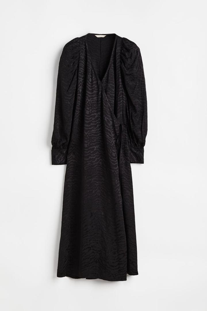 H & M - Voluminous Wrap Dress - Black