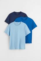 H & M - 3-pack Regular Fit Crew-neck T-shirts - Blue